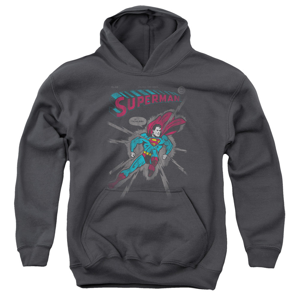 Superman It Tickles Kids Youth Hoodie Charcoal