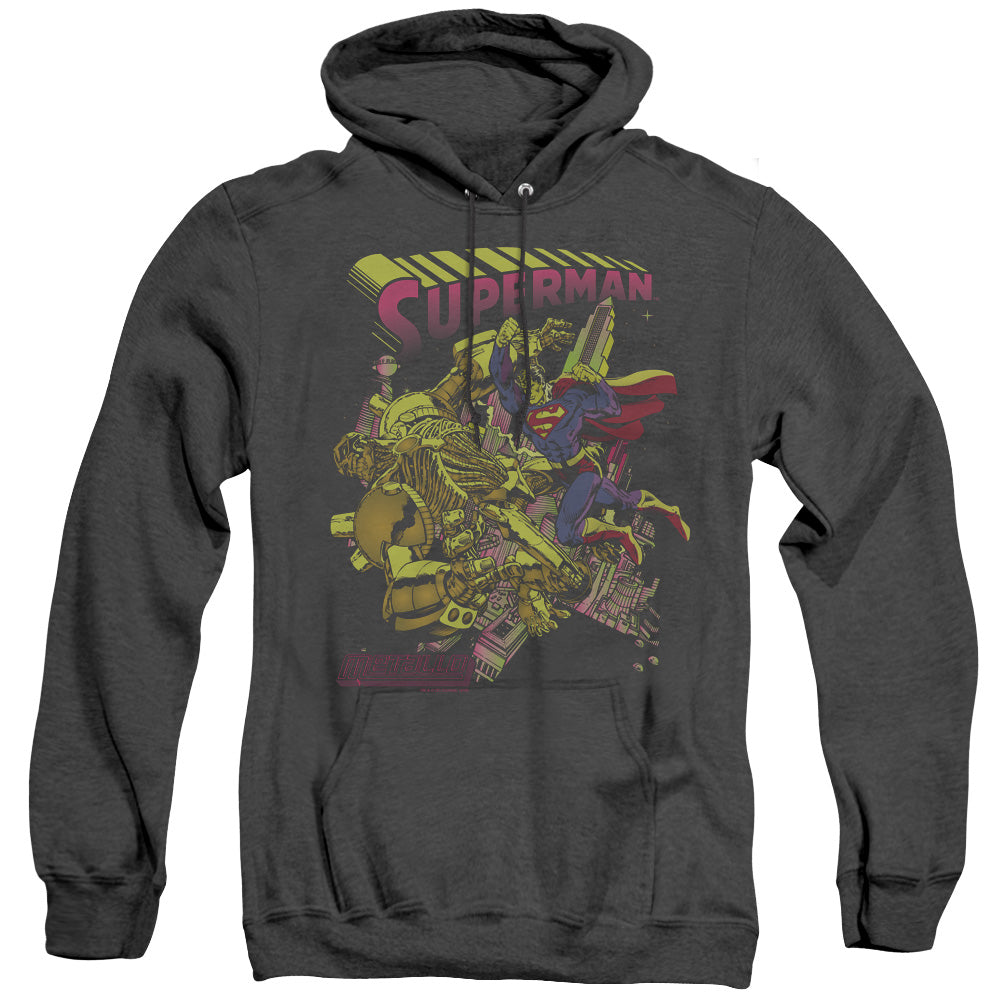 Superman Versus Metallo Blacklight Heather Mens Hoodie Black