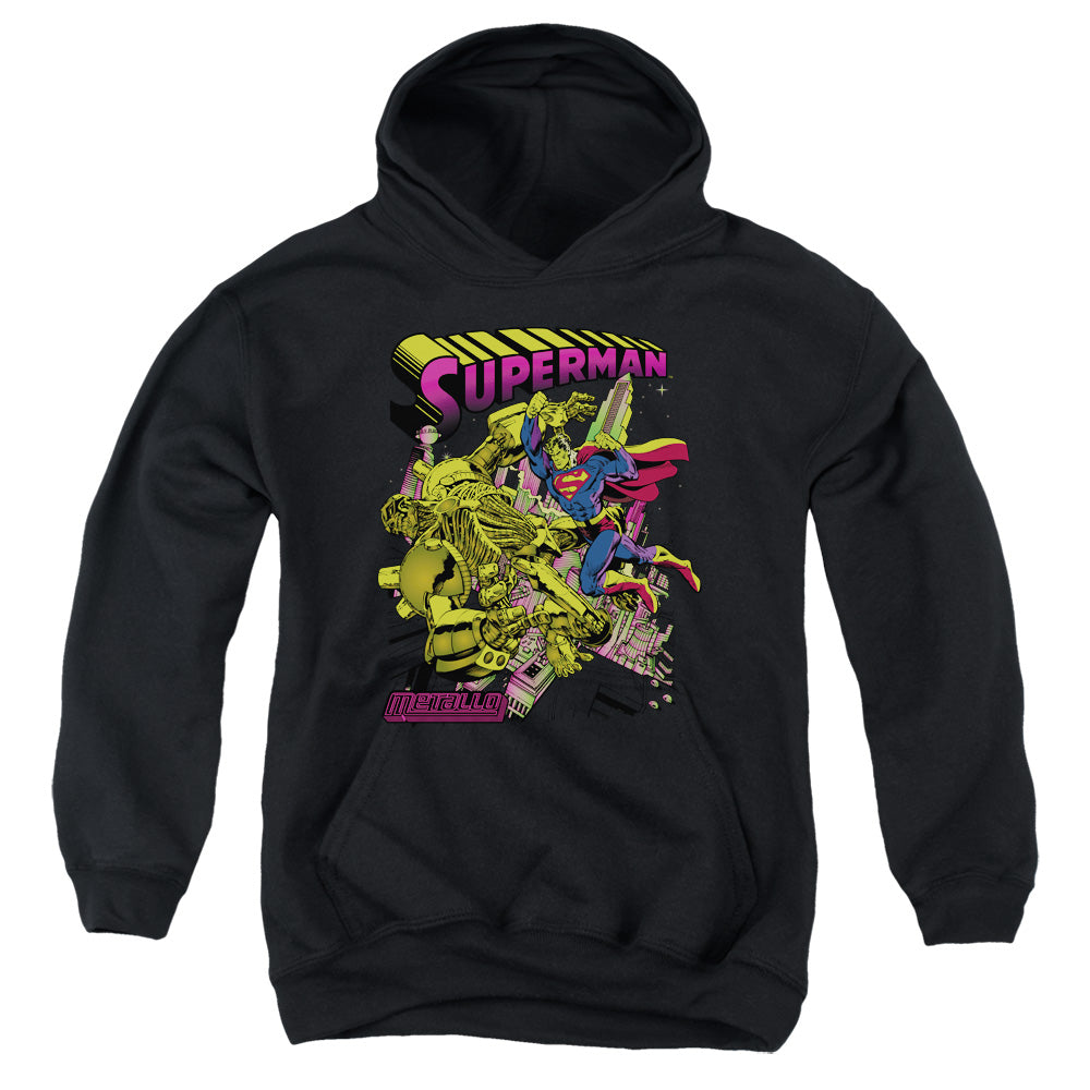 Superman Versus Metallo Blacklight Kids Youth Hoodie Black