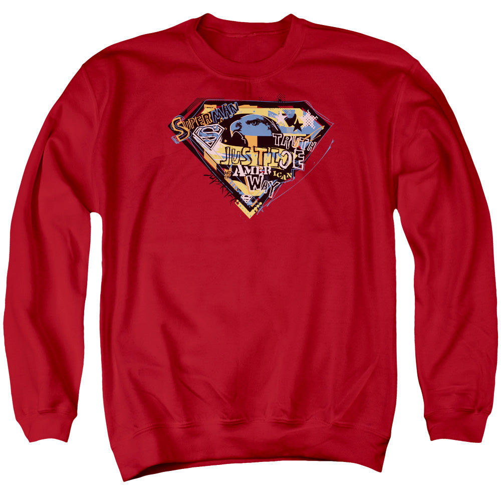 Superman American Way Mens Crewneck Sweatshirt Red