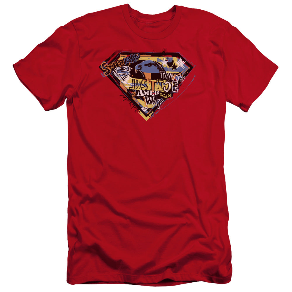 Superman American Way Premium Bella Canvas Slim Fit Mens T Shirt Red