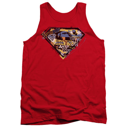 Superman American Way Mens Tank Top Shirt Red