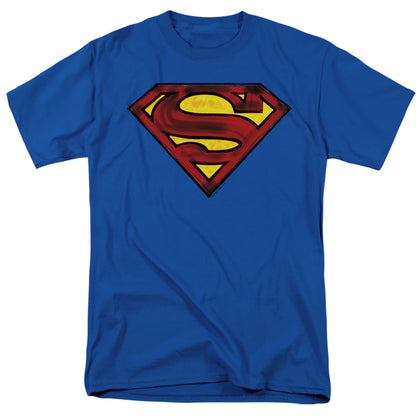 Superman Charcoal Shield Mens T Shirt Royal Blue