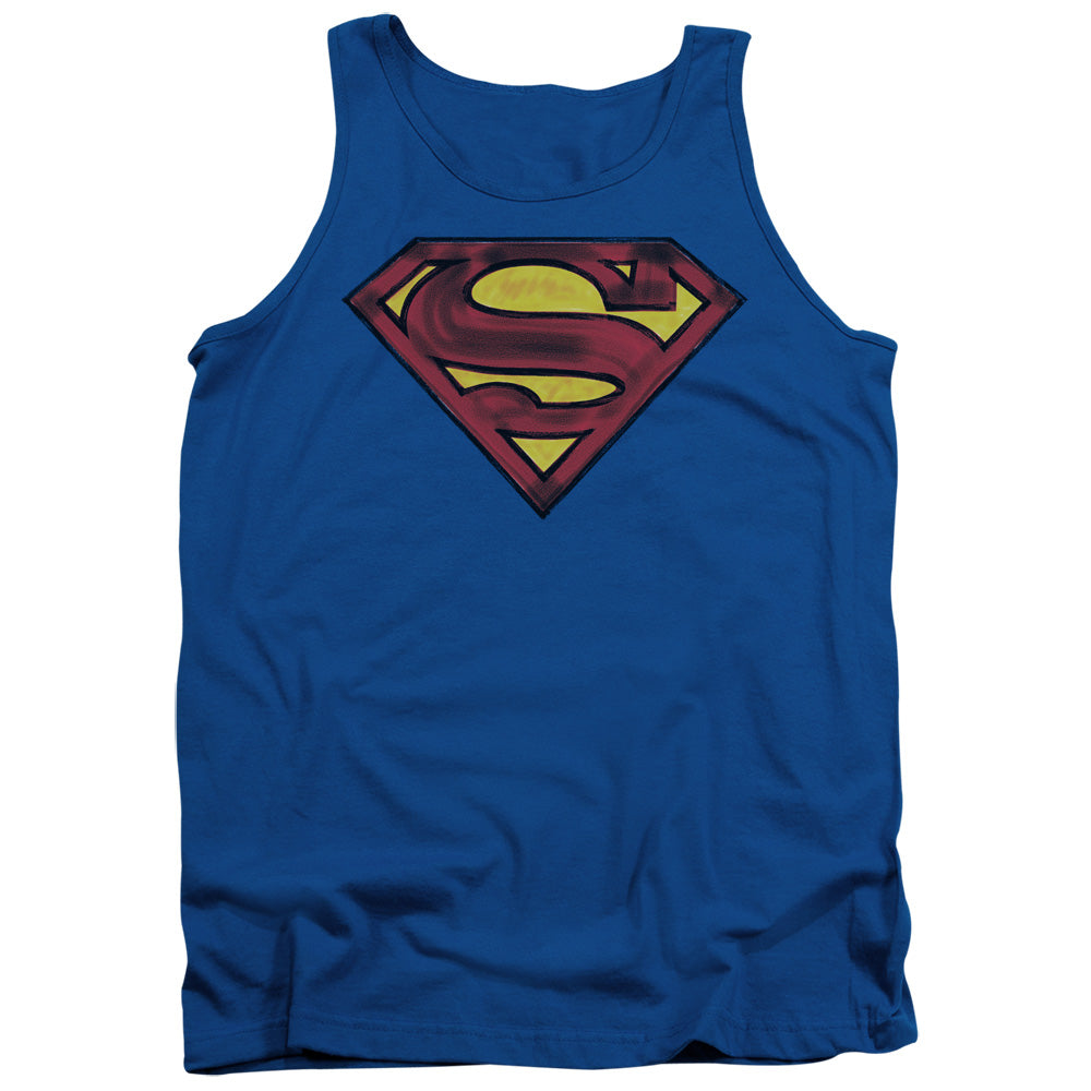 Superman Charcoal Shield Mens Tank Top Shirt Royal Blue