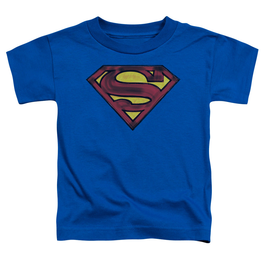 Superman Charcoal Shield Toddler Kids Youth T Shirt Royal Blue