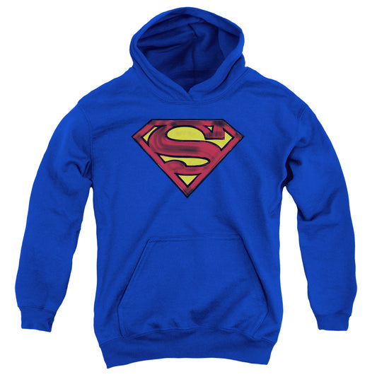 Superman Charcoal Shield Kids Youth Hoodie Royal