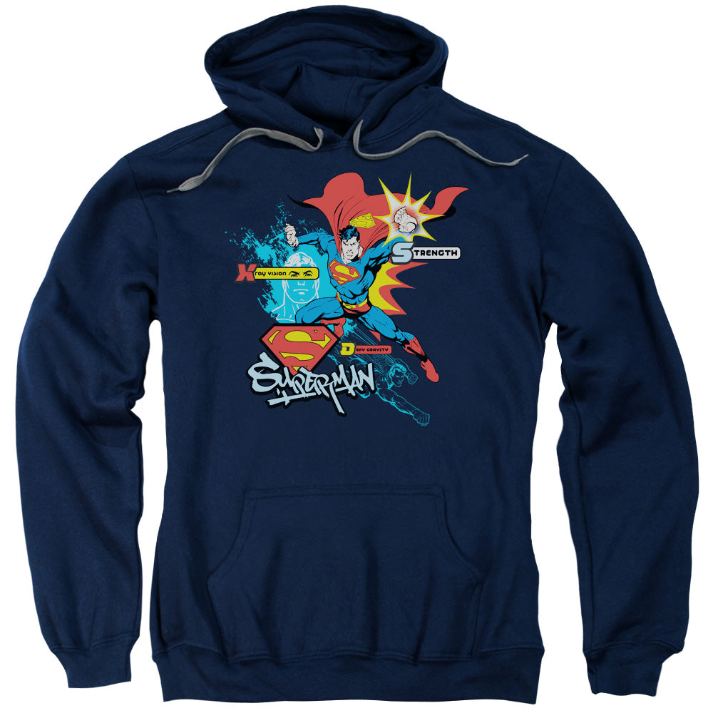 Superman Abilities Mens Hoodie Navy