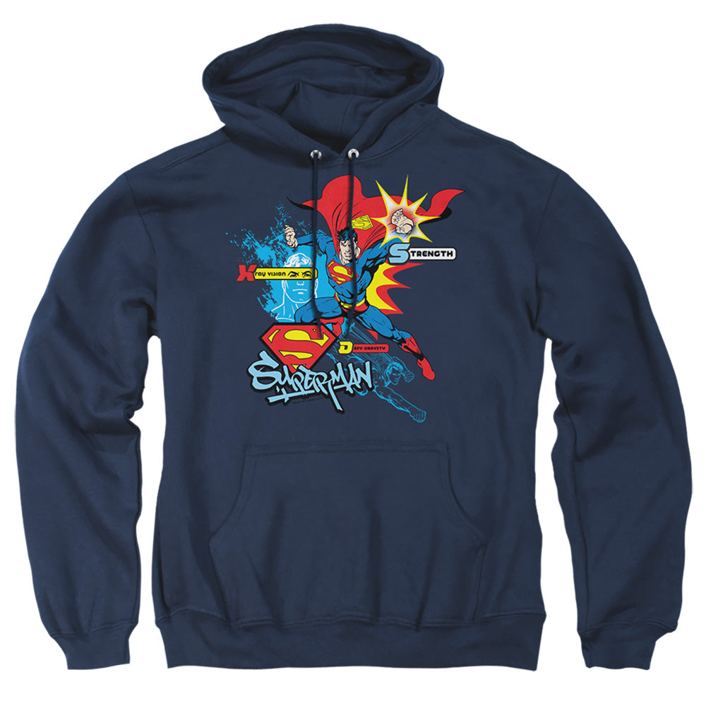 Superman Abilities Mens Hoodie Navy