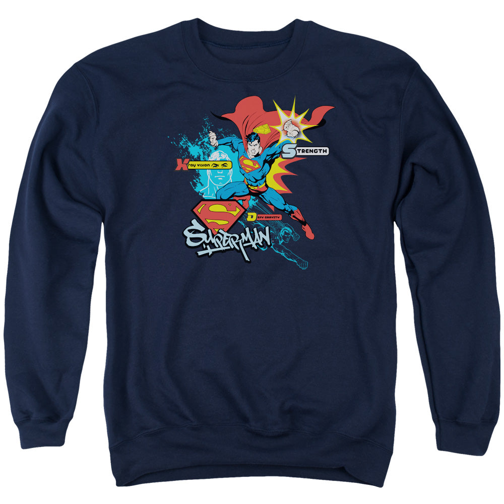 Superman Abilities Mens Crewneck Sweatshirt Navy