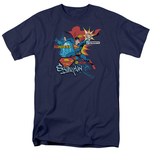 Superman Abilities Mens T Shirt Navy Blue