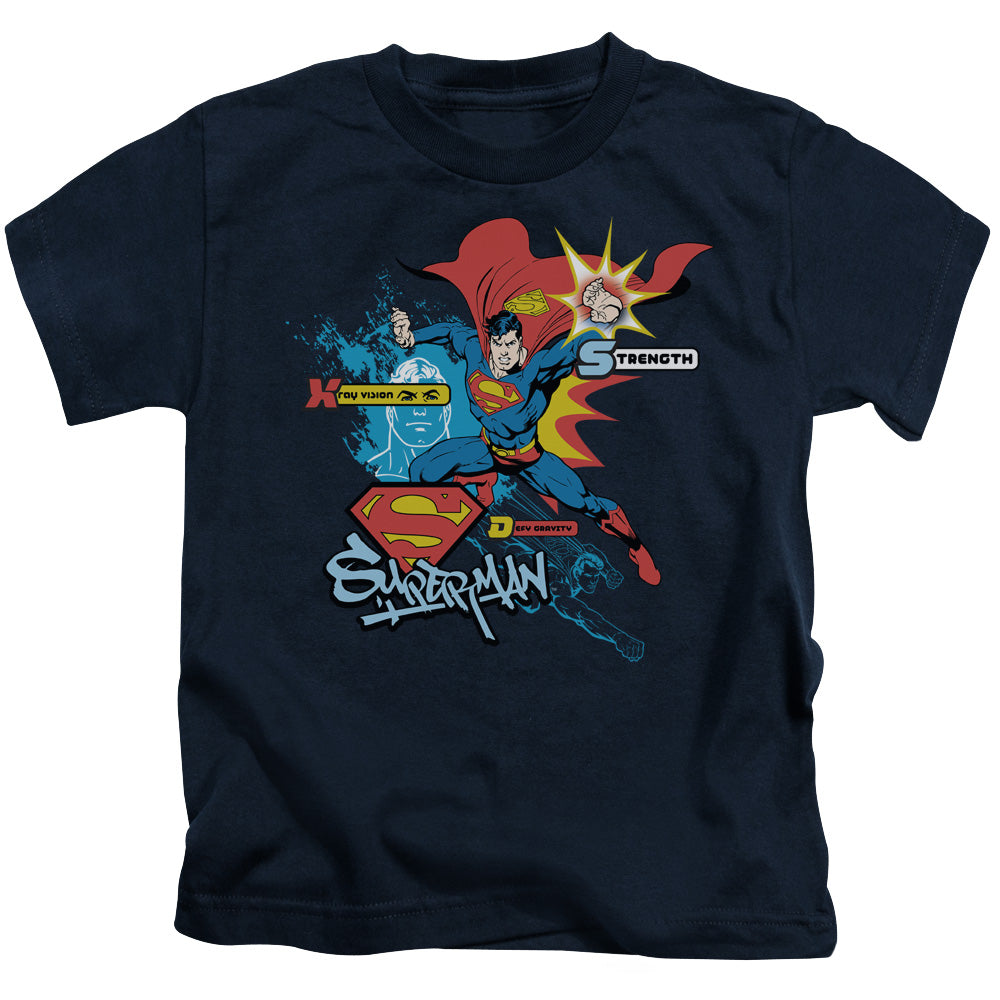 Superman Abilities Juvenile Kids Youth T Shirt Navy