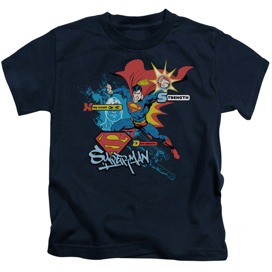 Superman Abilities Juvenile Kids Youth T Shirt Navy