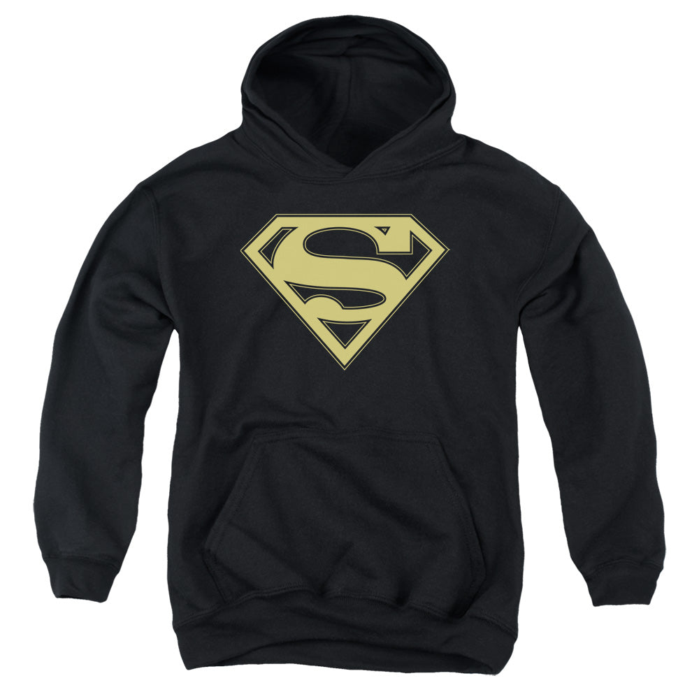 Superman Gold & Black Shield Kids Youth Hoodie Black