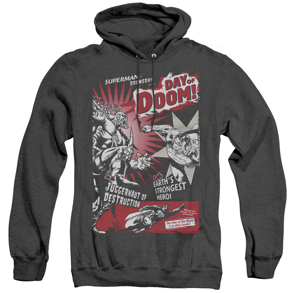 Superman Day Of Doom Heather Mens Hoodie Black