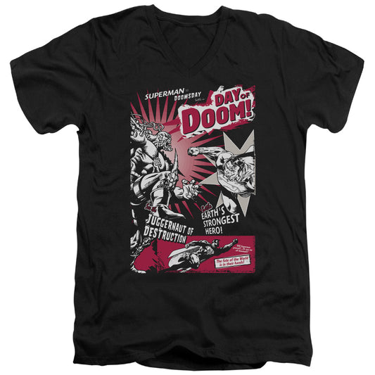 Superman Day Of Doom S S Adult V Neck Black