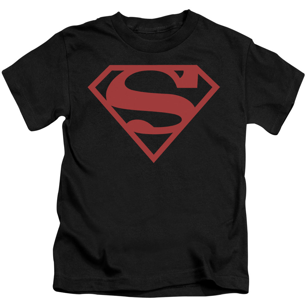 Superman Red On Black Shield Juvenile Kids Youth T Shirt Black