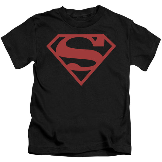 Superman Red On Black Shield Juvenile Kids Youth T Shirt Black