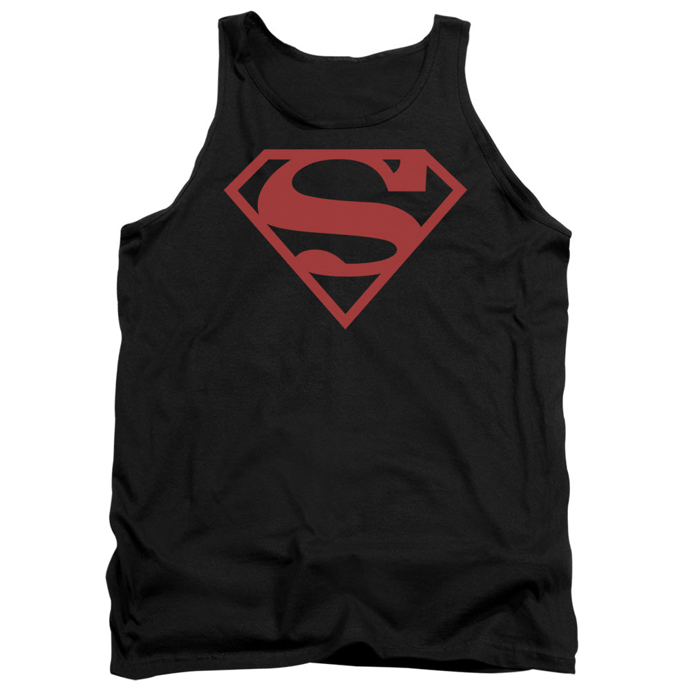 Superman Red On Black Shield Mens Tank Top Shirt Black