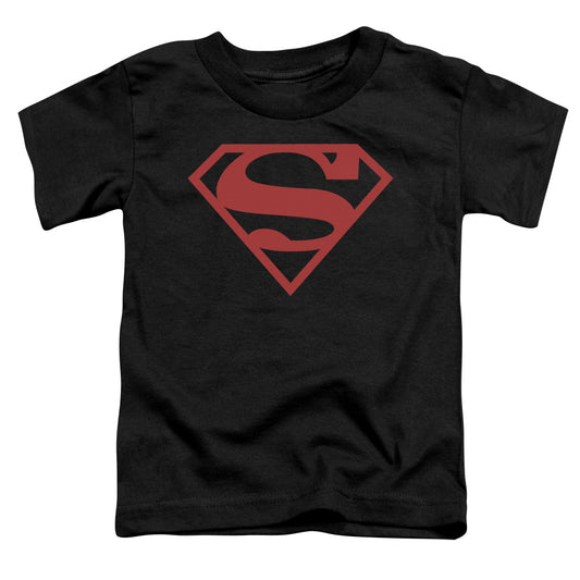 Superman Red On Black Shield Toddler Kids Youth T Shirt Black