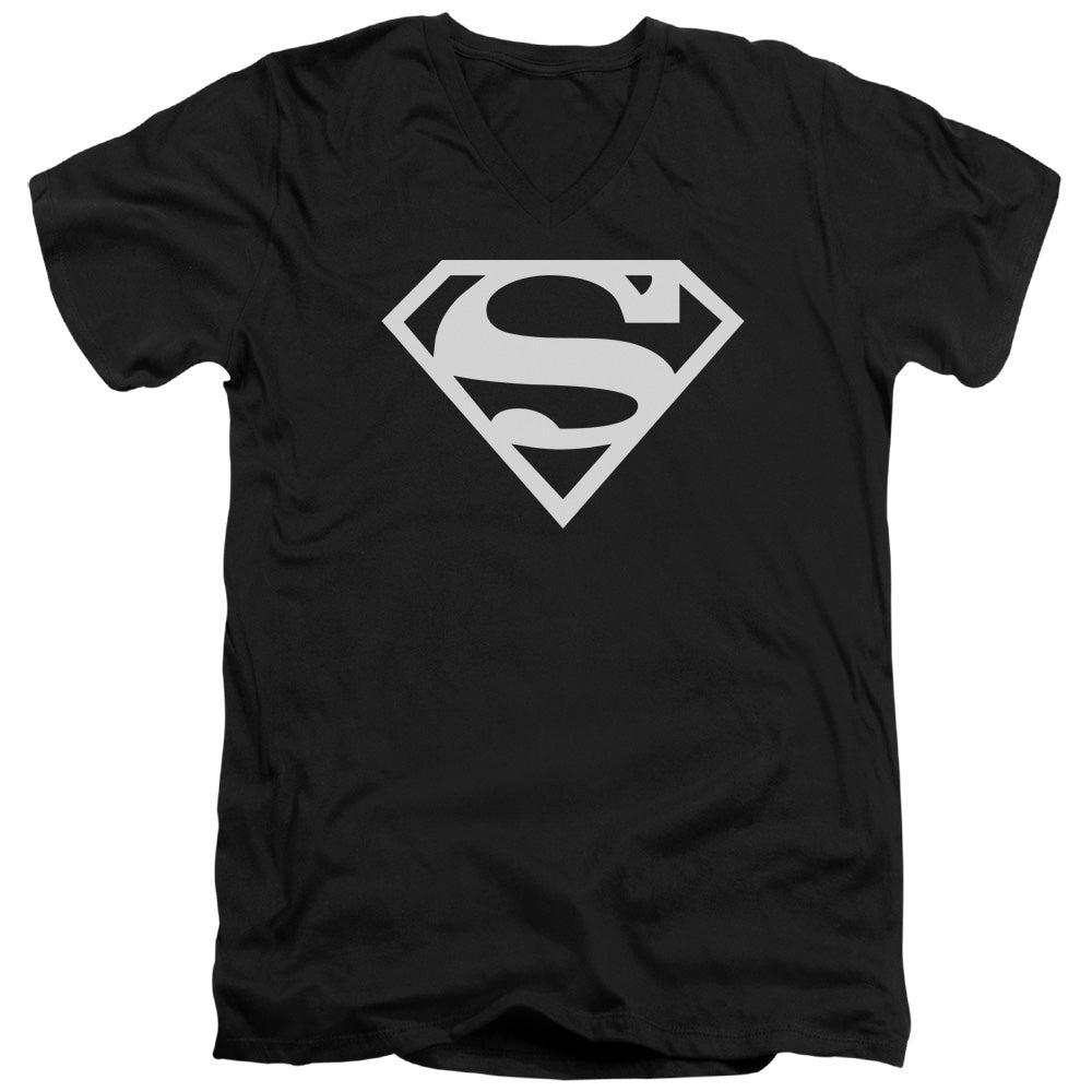 Superman Logo Mens Slim Fit V Neck T Shirt Black