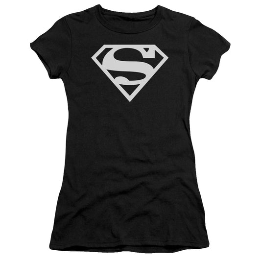 Superman Logo Junior Sheer Cap Sleeve Womens T Shirt Black