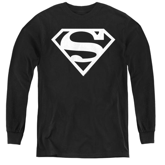 Superman Logo Long Sleeve Kids Youth T Shirt Black