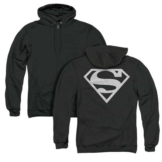 Superman Logo Back Print Zipper Mens Hoodie Black