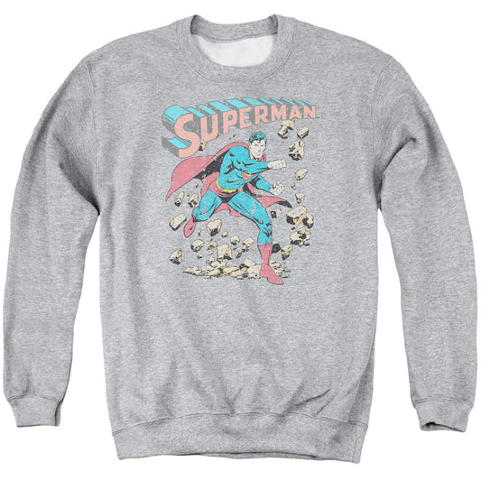 Superman Mad At Rocks Mens Crewneck Sweatshirt Athletic Heather