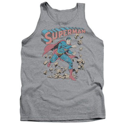 Superman Mad At Rocks Mens Tank Top Shirt Athletic Heather