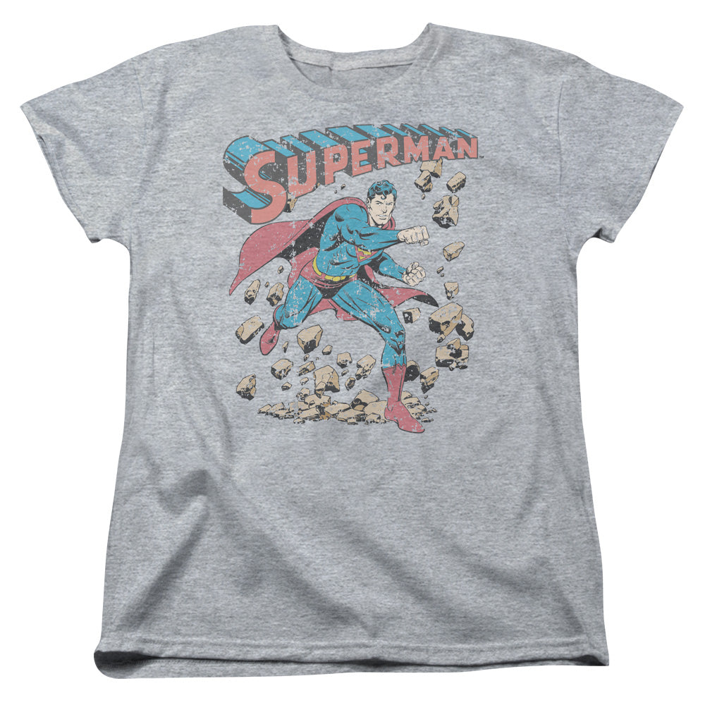 Superman Mad At Rocks Womens T Shirt Athletic Heather