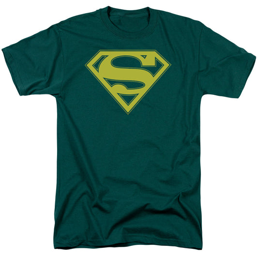 Superman Yellow & Green Shield Mens T Shirt Hunter Green