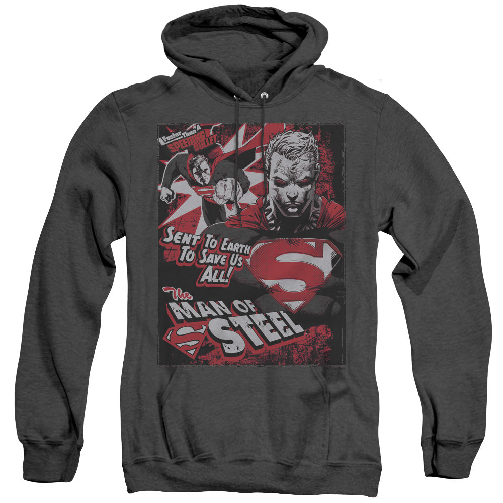 Superman Save Us All Heather Mens Hoodie Black