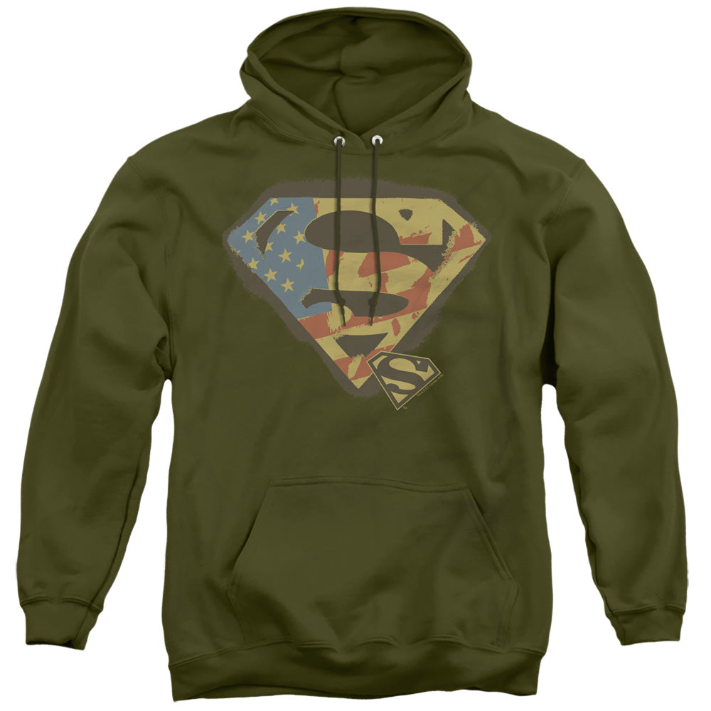 Superman Not Afraid Mens Hoodie Military Green