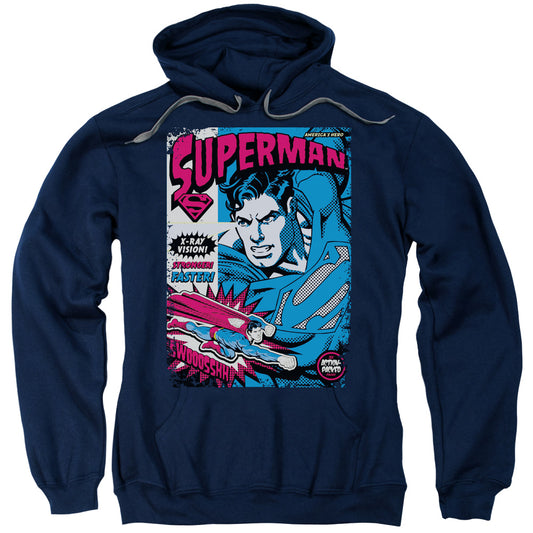 Superman Action Packed Mens Hoodie Navy