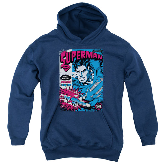 Superman Action Packed Kids Youth Hoodie Navy