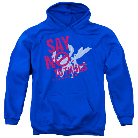 Superman Say No To Thugs Mens Hoodie Royal Blue