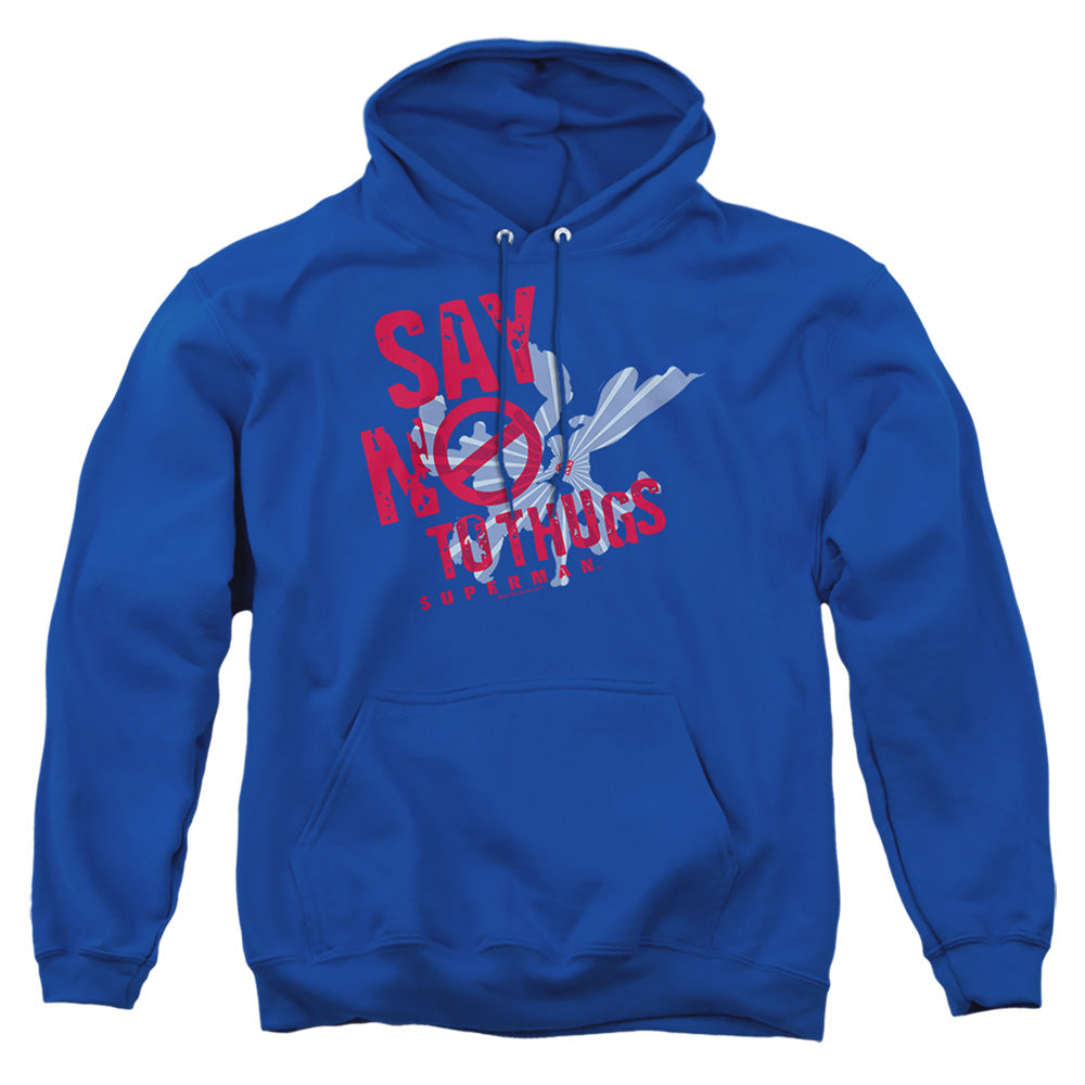 Superman Say No To Thugs Mens Hoodie Royal Blue