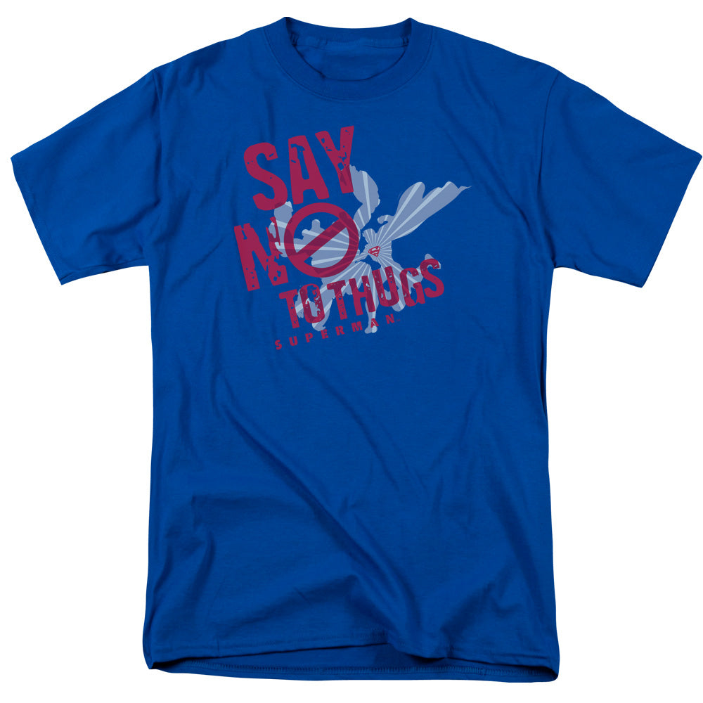 Superman Say No To Thugs Mens T Shirt Royal Blue