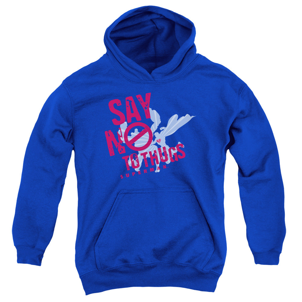 Superman Say No To Thugs Kids Youth Hoodie Royal Blue