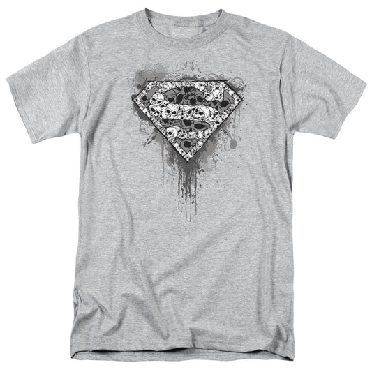 Superman Many Super Skulls Mens T Shirt Athletic Heather