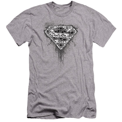 Superman Many Super Skulls Premium Bella Canvas Slim Fit Mens T Shirt Athletic Heather