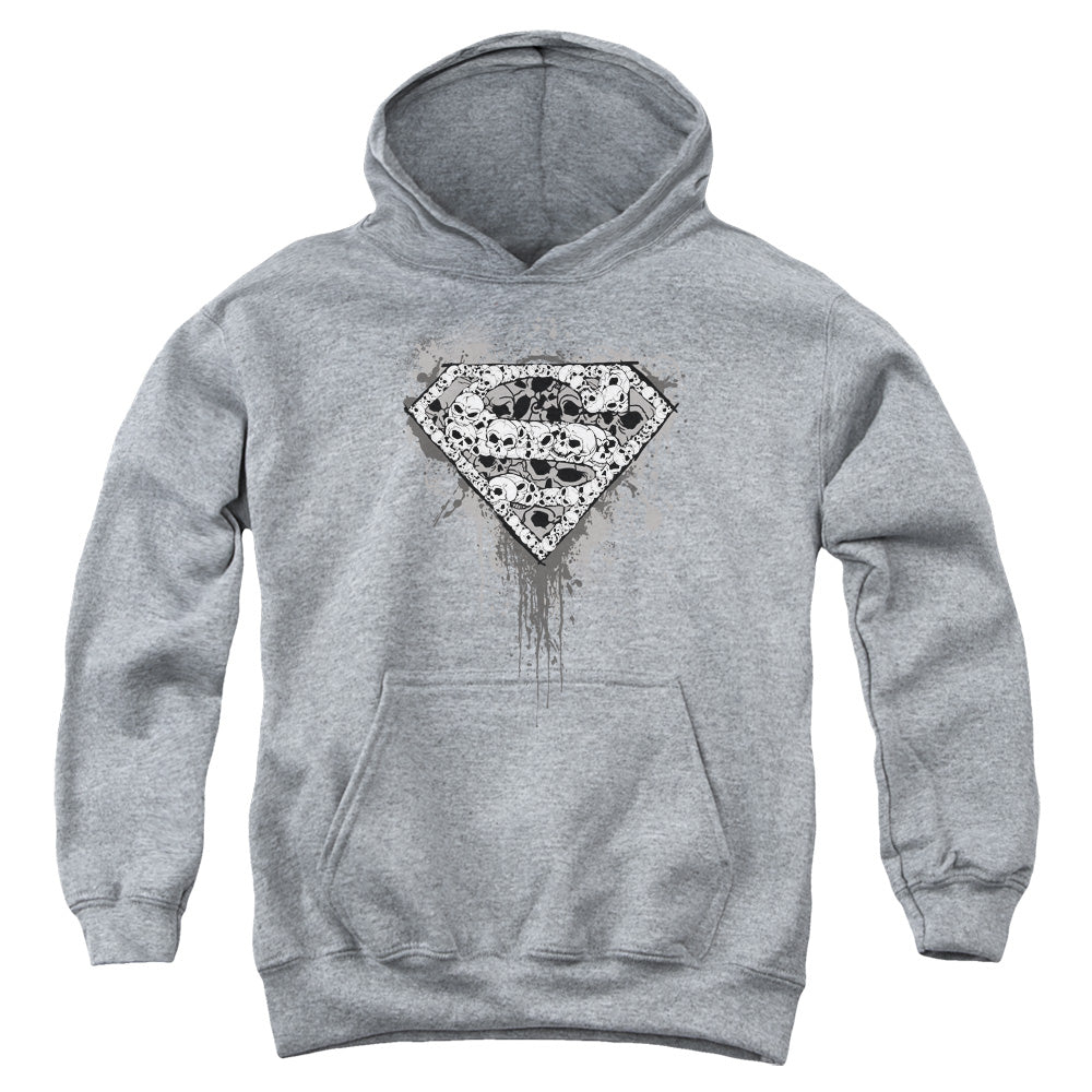 Superman Many Super Skulls Kids Youth Hoodie Heather