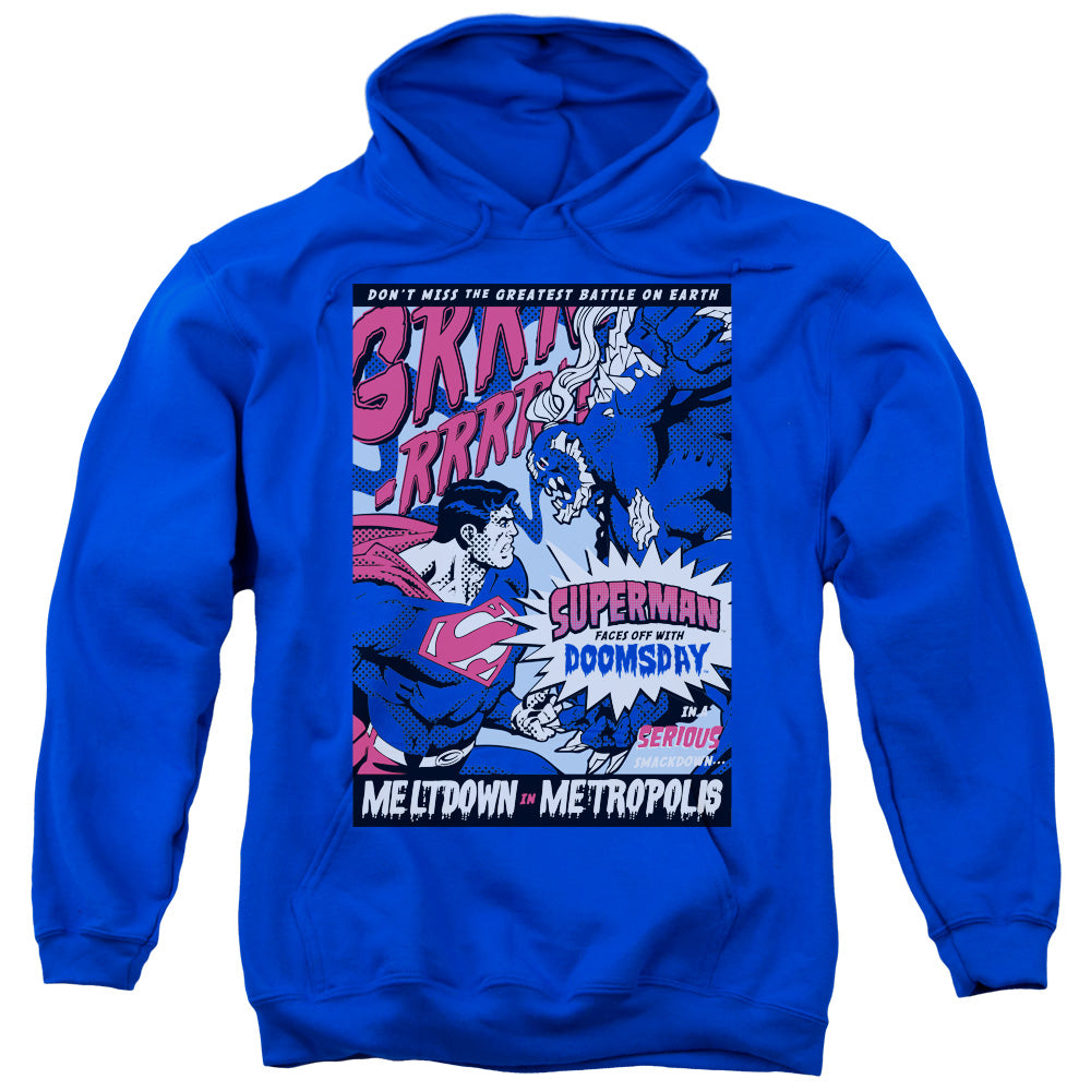 Superman Meltdown Mens Hoodie Royal Blue