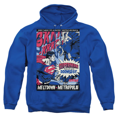 Superman Meltdown Mens Hoodie Royal Blue