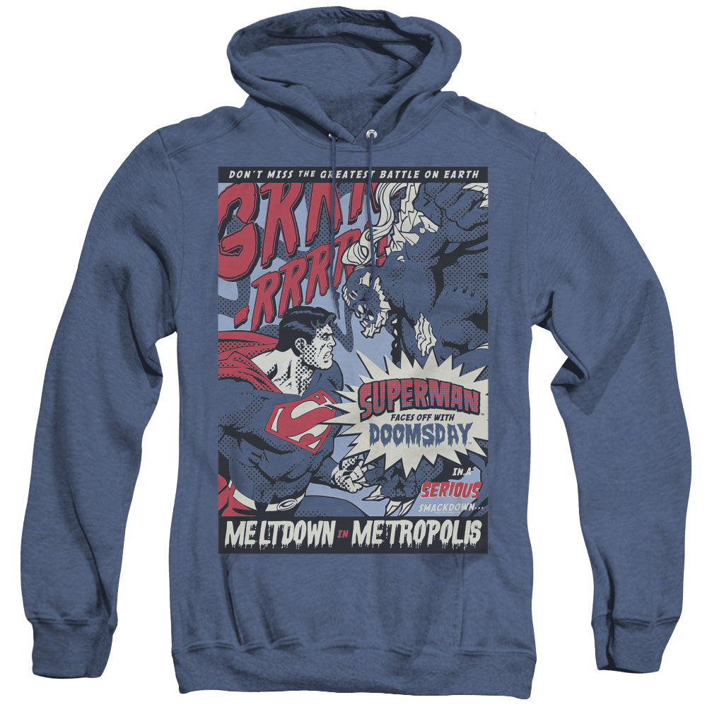 Superman Meltdown Heather Mens Hoodie Royal Blue