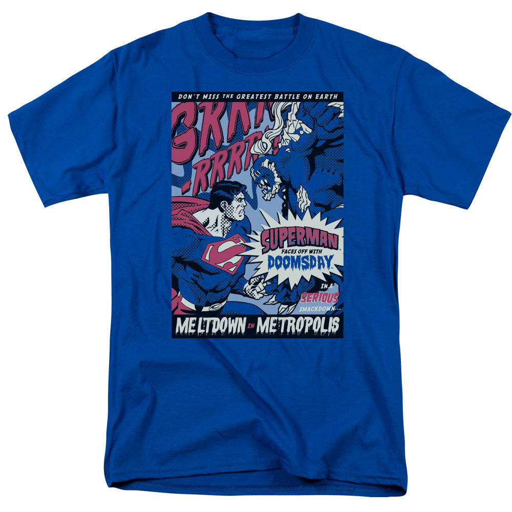 Superman Meltdown Mens T Shirt Royal Blue