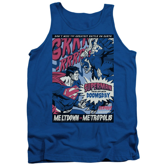 Superman Meltdown Mens Tank Top Shirt Royal Blue