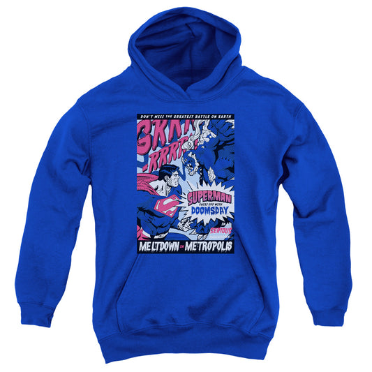 Superman Meltdown Kids Youth Hoodie Royal