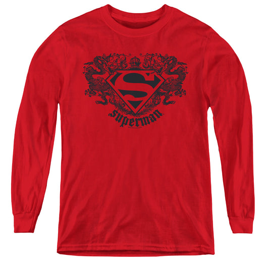 Superman Superman Dragon Long Sleeve Kids Youth T Shirt Red