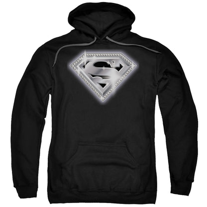 Superman Bling Shield Mens Hoodie Black